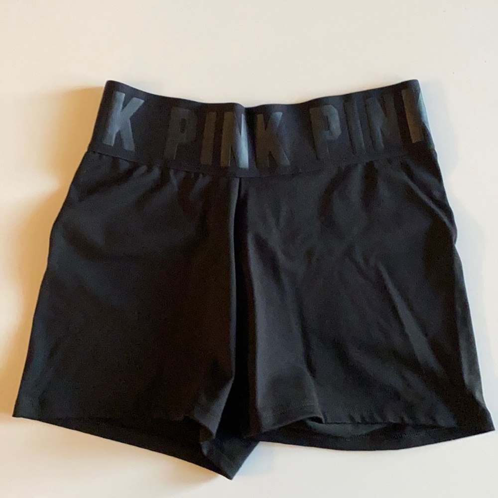 PINK compression workout shorts.
